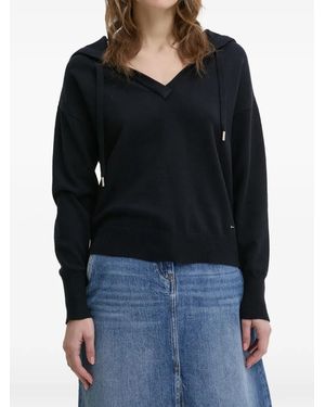 Morgan V-Neck Hoodie - Black
