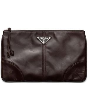 Prada Leather Clutch - Brown