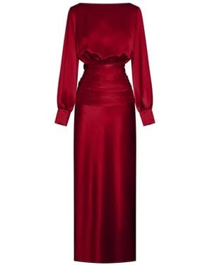 Nicholas Samina Ruched Maxi Dress - Red