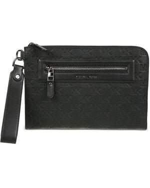 Michael Kors Logo-Embossed Leather Pouch - Black