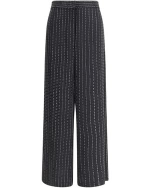 Giorgio Armani Sequin-Embellished Pinstripe Pants - Gray