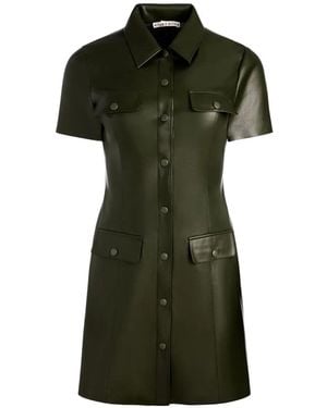 Alice + Olivia Buttoned Flap-Pocket Minidress - Green