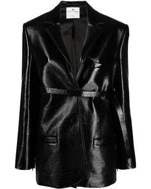 Courreges Jacket With Painted Finish And Strap Detail - Black