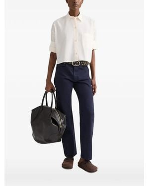 Twp Next Ex Chest-Pocket Croped Shirt - White