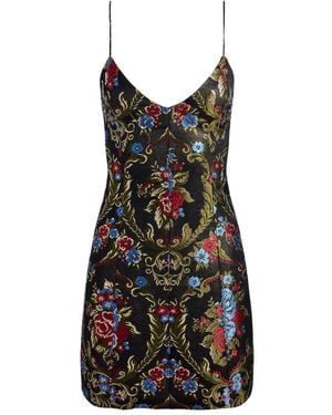 Alice + Olivia Tayla Floral-Brocade Mini Dress - Black