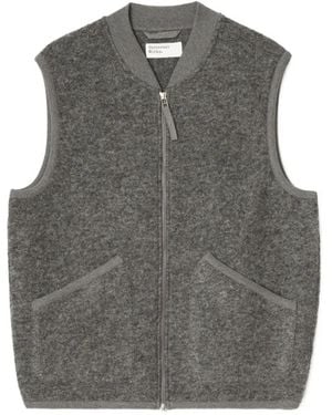 Universal Works Zip-Up Ribbed-Collar Waistcoat - Grey