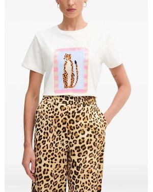 Lola Casademunt T-Shirt À Imprimé Guépard Orné De Sequins - White