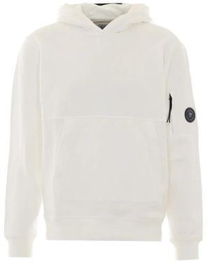 C.P. Company Lens-Detail Kangaroo-Pocket Hoodie - White