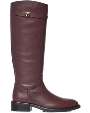 Coccinelle Pansy Logo-Plaque Buckled Boots - Purple