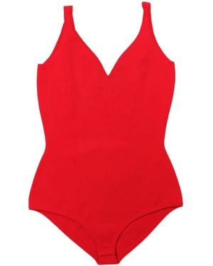 McQueen V-Neck Bodysuit - Red