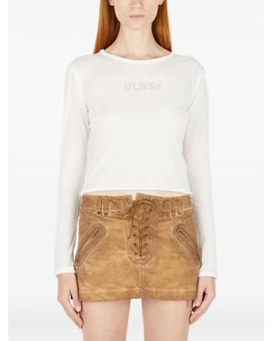 Guess Logo-Appliqué T-Shirt - White
