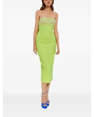 David Koma Strapless Faux-Pearl Midi Dress - Green