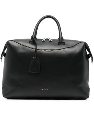 Paul Smith Signature-Stripe Leather Briefcase - Black