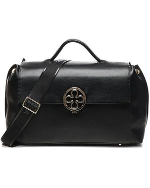 V73 Bolso de hombro con placa del logo - Negro