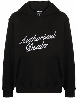 Just Don Authorized Dealer Slogan-Print Cotton Hoodie - Black