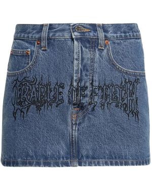Vetements Embroidered Denim Mini Skirt - ブルー
