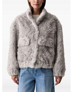 Silvian Heach Faux-Fur Pocket-Detail Jacket - Gray
