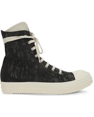 Rick Owens Coated High-Top Trainers - Black