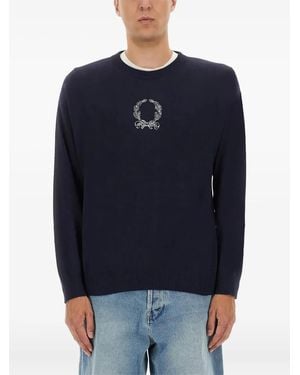 Moschino Logo-Embroidered Crew-Neck Sweater - Blue