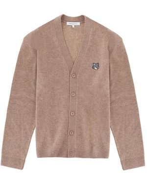 Maison Kitsuné Cardigan Mit Fuchs-Patch - Natur