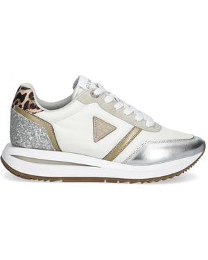 Guess Leopard-Panel Trainers - White