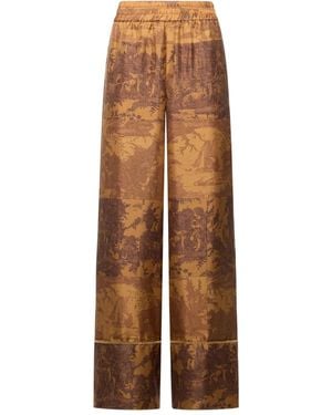 Pierre Louis Mascia Toile-Print Elastic-Waist Trousers - Brown