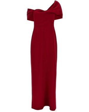 Carolina Herrera Draped One-Shoulder Midi Dress - Red