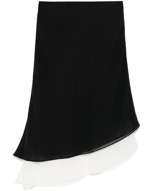 ROTATE BIRGER CHRISTENSEN Two-Layer Chiffon Midi Skirt - Black