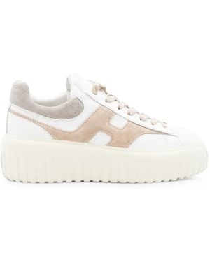 Hogan H- Stripes Logo-Patch Paneled Sneakers - White