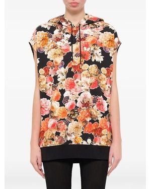 Givenchy Floral-Print Sleeveless Hoodie - Orange