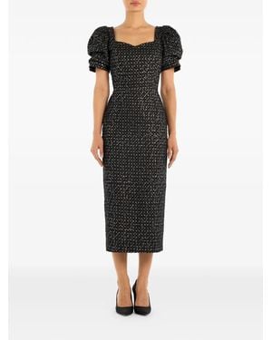 POST MERIDIEM Sweetheart-Neck Midi Dress - Black