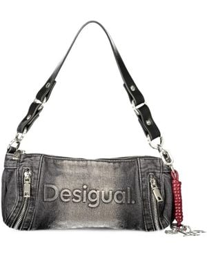 Desigual Medium Logo-Embossed Denim Tote Bag - Metallic