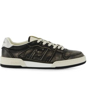 Fendi Distressed-Effect Ff Logo Trainers - Black