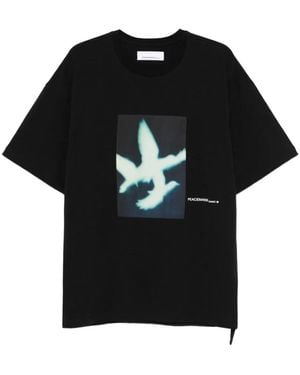 Oamc Peacemaker Bird-Print Cotton T-Shirt - Black