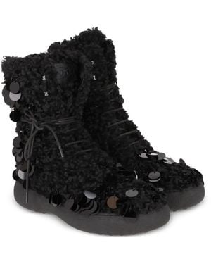 Tod's Sequin-Embellished Shearling-Effect Boots - Black