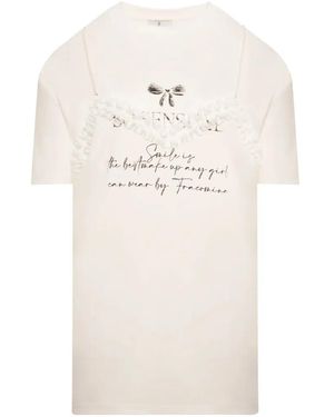 Fracomina Lace-Detail Printed T-Shirt - White