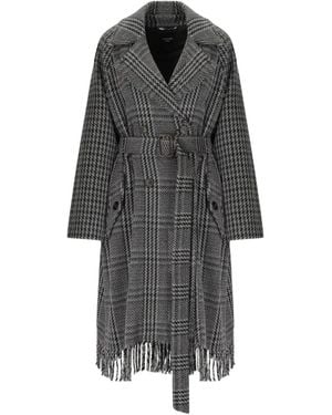 Weekend by Maxmara Abrigo A Cuadros Con Flecos - Gris