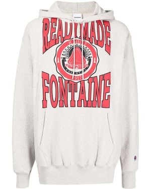 READYMADE Logo-Print Long-Sleeve Hoodie - Grey