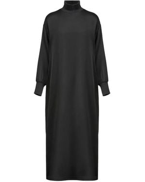 Fabiana Filippi High-Neck Long-Sleeve Midi Dress - Black