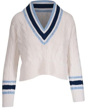 Veronica Beard Cropped-Pullover Mit Zopfmuster - Blau