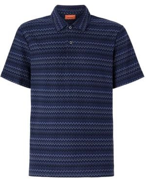 Missoni Chevron-Pattern Polo Shirt - Blue