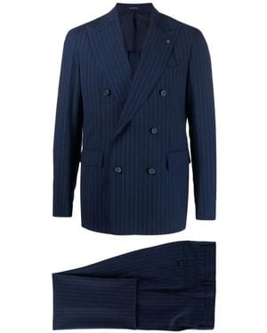 Tagliatore Pinstripe Double-Breasted Suit - Blue