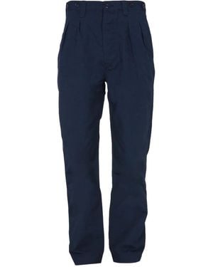 Nigel Cabourn Pleated Straight-Leg Pants - Blue