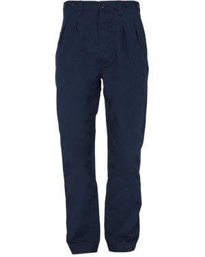 Nigel Cabourn Pleated Straight-Leg Trousers - Blue
