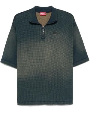 DIESEL Half-Zip Cotton T-Shirt - Green