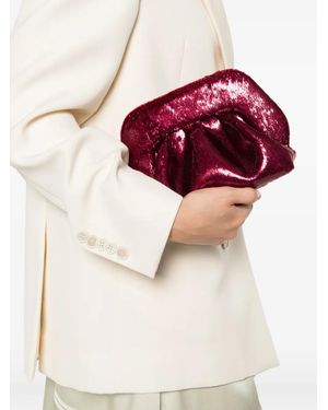 THEMOIRÈ Small Bios Metallic Pleated Clutch Bag - Red