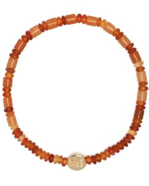 Luis Morais Pulsera Horus Eyes En Oro Amarillo De 14Kt Con Cuentas - Blanco