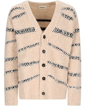 Atomo Factory Bouclé Striped Cardigan - Natural