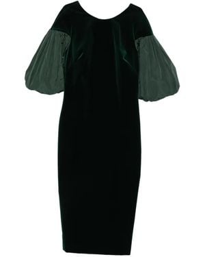 Max Mara Etropico Velvet Puff-Sleeve Dress - Black
