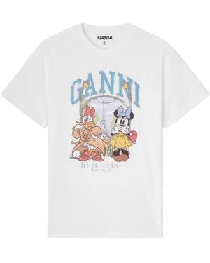Ganni Graphic-Print T-Shirt - White
